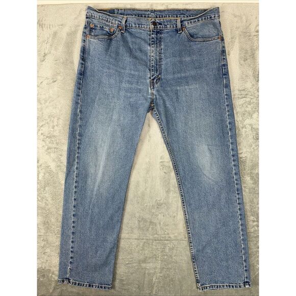 Levis Red Tab 505 Regular Straight Mens 42X32 Medium Stone Wash 100% Cotton - Picture 3 of 7